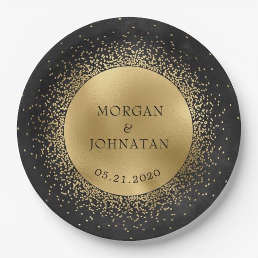 Celestial Midnight Black Gold Moon Paper Bord (Voorkant)