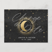Celestial Midnight Black Gold Verander de datum Briefkaart (Voorkant)