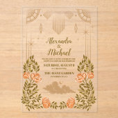 Celestial Midnight Black Stars Bruiloft Acryl Uitnodigingen (Voorkant)