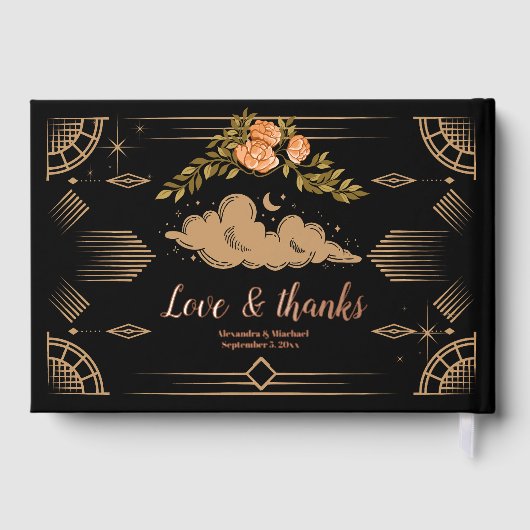 Celestial Midnight Black Stars Bruiloft Gastenboek (Achterkant)
