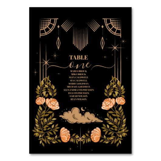 Celestial Midnight Black Stars Bruiloft Kaart (Voorkant)