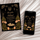 Celestial Midnight Black Stars Bruiloft Kaart