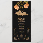 Celestial Midnight Black Stars Bruiloft Menu (Voorkant)