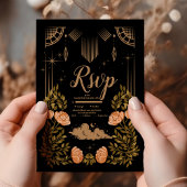 Celestial Midnight Black Stars Bruiloft RSVP Kaartje