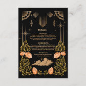Celestial Midnight Black Stars Details Bruiloft Informatiekaartje (Voorkant)