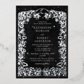 Celestial Midnight Black Stars Maan Bruiloft Folie Uitnodiging (Voorkant)