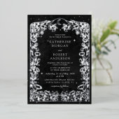 Celestial Midnight Black Stars Maan Bruiloft Folie Uitnodiging (Staand Voorkant)