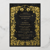 Celestial Midnight Black Stars Maan Bruiloft Folie Uitnodiging (Voorkant)