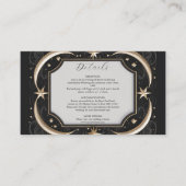 Celestial Midnight Black Stars Maan Bruiloft Informatiekaartje (Voorkant)