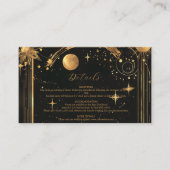 Celestial Midnight Black Stars Maan Bruiloft Informatiekaartje (Voorkant)