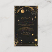 Celestial Midnight Black Stars Maan Bruiloft Informatiekaartje (Voorkant)