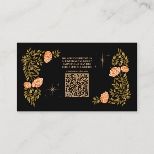 Celestial Midnight Black Stars QR Code Bruiloft Informatiekaartje (Voorkant)