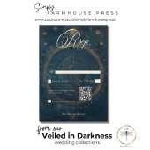 Celestial Midnight Blue Crescent Moon QR Code RSVP Kaartje