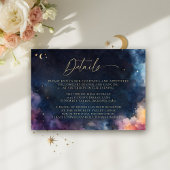 Celestial Midnight Blue Elegant Wedding Details Informatiekaartje