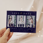 Celestial Midnight Blue en Gold Quinceanera Save The Date<br><div class="desc">Celestial Midnight Blue en Gold Quinceanera Save the Date</div>