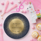 Celestial Midnight Blue Gold Moon Paper Bord (Feest)