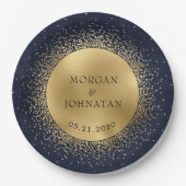 Celestial Midnight Blue Gold Moon Paper Bord (Voorkant)