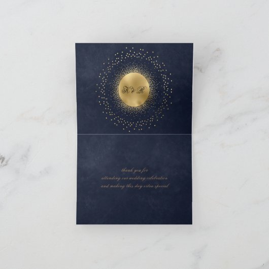 Celestial Midnight Blue Gold Sterren Dank je Kaart (Binnen)