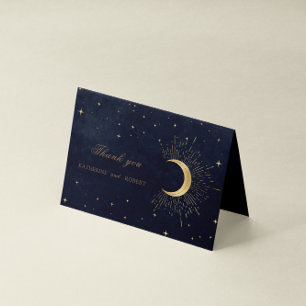 Celestial Midnight Blue Gold Sterren Dank je Kaart