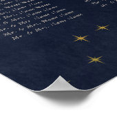 Celestial Midnight Blue Gold Zitplaatskaart Poster (Hoek)