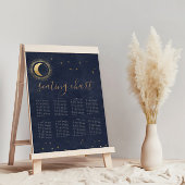Celestial Midnight Blue Gold Zitplaatskaart Poster
