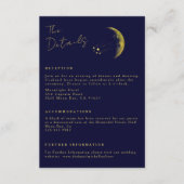 Celestial Midnight Blue Gouden Halve Maan Bruiloft Informatiekaartje (Voorkant)