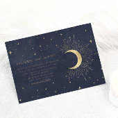 Celestial Midnight Blue Gouden Sterren Bruiloft Kaart
