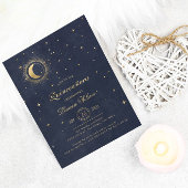 Celestial Midnight Blue Gouden Sterren Quinceanera Kaart