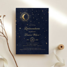 Celestial Midnight Blue Gouden Sterren Quinceanera