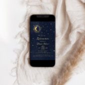 Celestial Midnight Blue Gouden Sterren Quinceanera Kaart