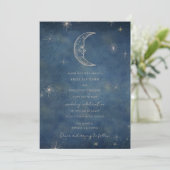 Celestial Midnight Blue Maan Sterren Bruiloft Kaart (Staand voorkant)