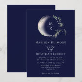 Celestial Midnight Blue Moon bruiloft Kaart (Voorkant / Achterkant)