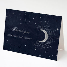 Celestial Midnight Blue Silver Stars Bedankkaart