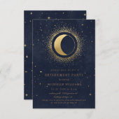 Celestial Midnight Blue Stars Retirement Party Kaart (Voorkant / Achterkant)