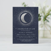 Celestial Midnight Blue Stars Viering van het Leve Kaart (Staand voorkant)