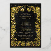 Celestial Midnight Blue Sterren Maan Bruiloft Folie Uitnodiging (Voorkant)