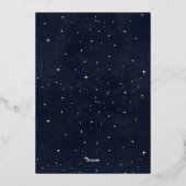 Celestial Midnight Blue Sterren Maan Bruiloft Folie Uitnodiging (Achterkant)