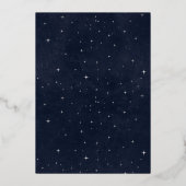 Celestial Midnight Blue Sterren Maan Bruiloft Folie Uitnodiging (Achterkant)