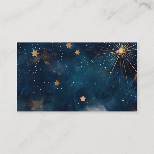 Celestial Midnight Blue Sterren Maan Bruiloft Informatiekaartje (Achterkant)