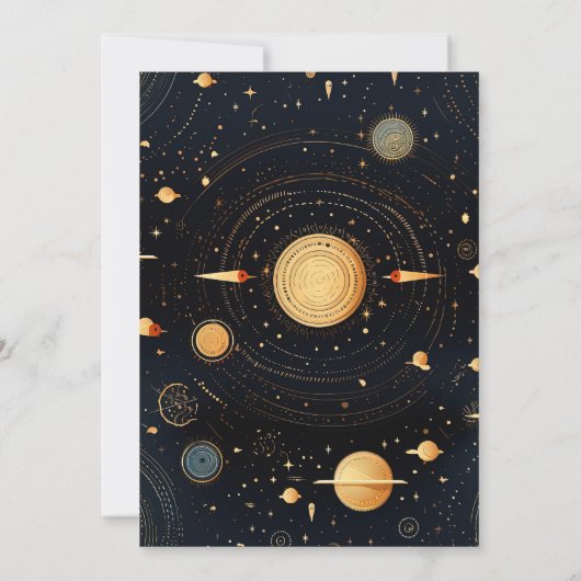 Celestial Midnight Blue Sterren Maan Bruiloft Kaart (Achterkant)
