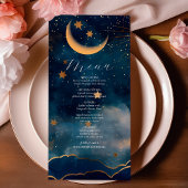 Celestial Midnight Blue Sterren Maan Bruiloft Menu