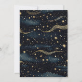 Celestial Midnight Blue Sterren Maan Bruiloft Save The Date (Achterkant)