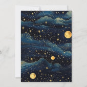 Celestial Midnight Blue Sterren Maan Bruiloft Save The Date (Achterkant)