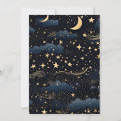 Celestial Midnight Blue Sterren Maan Bruiloft Save The Date (Achterkant)