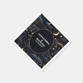 Celestial Midnight Blue Sterren Maan Bruiloft Servet (Hoek)