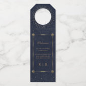 Celestial Midnight Blue Trouwfles Hanger Labels (Voorkant)