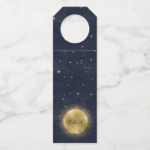 Celestial Midnight Blue Trouwfles Hanger Labels (Achterkant)