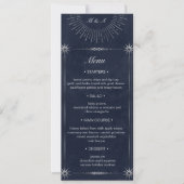 Celestial Midnight Blue Zilver Bruiloft Diner Menu Kaart (Voorkant)