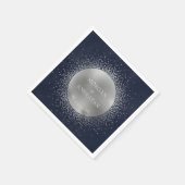 Celestial Midnight Blue Zilveren Maan Bruiloft Servet (Hoek)