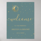 celestial midnight crescent gold  Wedding Welcome  Poster (Voorkant)